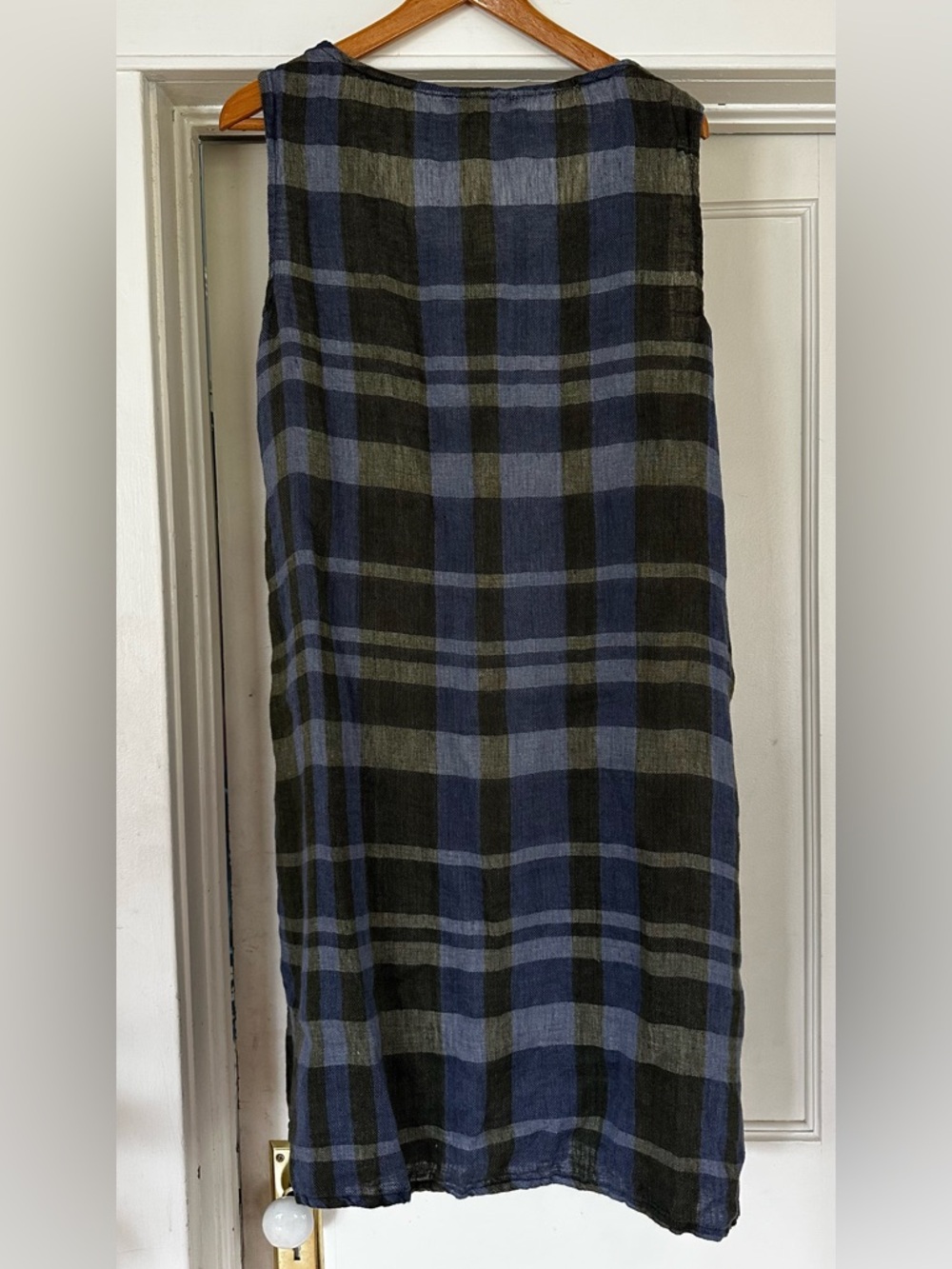 Never Worn-Flax Plaid Linen Sleeveless Dress Size Medium - Picture 5 of 5